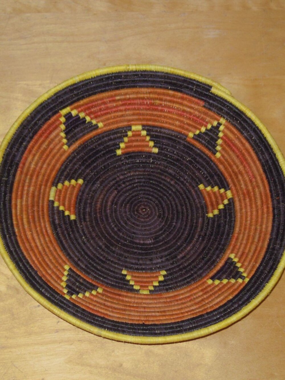Hand Woven Made Coiled Art Weaved Basket Bowl 12 ″ Africa African
